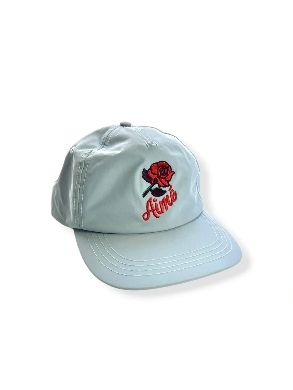 Aime Leon Dore Light Blue Cap with Red Rose Embroidery